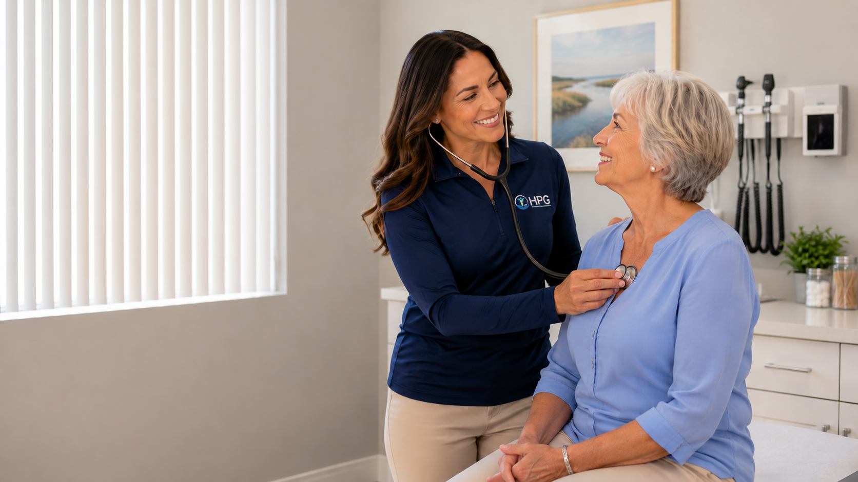 Primary Care Orlando clinic visit — a physician meeting a senior patient at a Home Physicians Group clinic